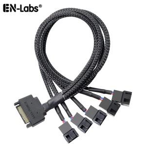 SATA-3핀 4핀 팬 슬리브 전원 분배기 케이블 어댑터 15핀 SATA-1/2/3/4/5 TX3 / TX4(PWM) 12V PC 케이스 쿨