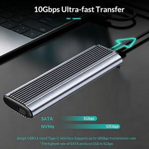 M.2 SSD 인클로저 NVMe SATA 알루미늄 듀얼 프로토콜 케이스 10Gbps USB3.1 PCI-E 솔리드 스테이트 드라이