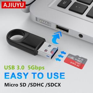AJIUYU USB 마이크로 SD TF 카드 리더 USB3.0 미니 휴대 전화 메모리 노트북 액세서리 용 5Gbps 고속 어댑