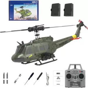 LETGDIYMOC RC ERA C032 UH-1 휴이 헬리콥터 1/48 스케일 6CH 2.4G 플라이바리스 자이로 안정화 항공기