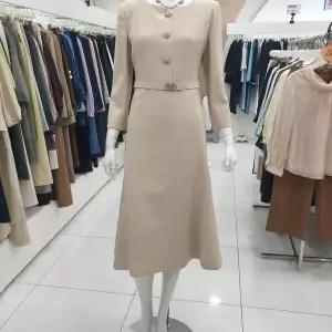 [더아이잗]버튼 장식 플레어 원피스