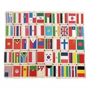 세계 국기 원목 도미노 100pcs/아기/장난감/교구/선물/완구/놀이/쌓기/감각/단체/발달/선물용/아동/실내