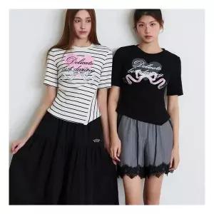 [에고이스트][BLUE LABEL] 밑단 언발 프린팅 반팔 티셔츠 ES2OTH01