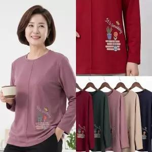 엄마옷 마미소 오렌지나무 티셔츠 간절기 핀턱 라운드넥 긴팔 할머니 빅사이즈 40 70 마담 중년 여성