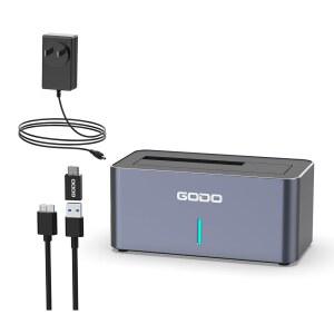 GOODO SAS /SATA 하드 드라이브 도킹 스테이션 어댑터, 2.5/3.5인치 USB 3.0 외장 인클로저, 12V / 2.5A 전원 어댑터 20TB 10Gbps 툴 프리 u2026