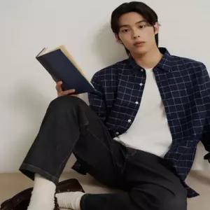 [국내정품] 빈폴 BEANPOLE 스몰 체크 셔츠 - 네이비 BC6864C13R