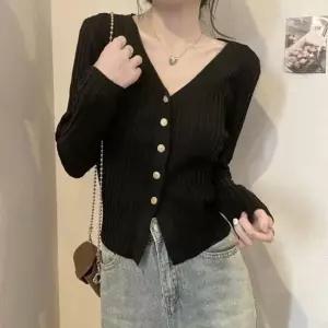 여자 캐주얼 골지 브이넥 심플 슬림핏 가디건 OCW-CA-SWFGY7CQ-R1