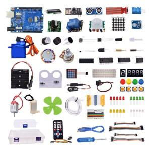 Wi-Fi 모듈, 130 모터, HC-SR501, 1602, 릴레이, 물 센서, HC-sr04, 아두이노 DIY 키트용 RGB 모듈이 포함
