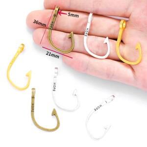 10pcs 골동품 실버 도금 물고기 후크 매력 보석에 대 한 금속 펜 던 트 DIY 수 제 공예 36*21mm H17 만들