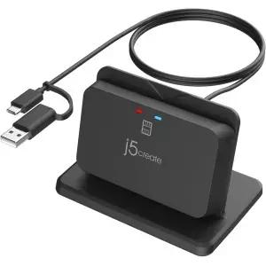 j5create TAA 규격 준수 USB 스마트 카드 / CAC DOD ID 리더 스탠드 ISO 7816 대만 제조 정부 은행