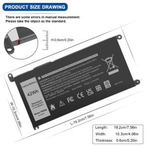Damaite 42Wh YRDD6 노트북 배터리 Dell Inspiron 15 3000 시리즈 3583 3501 Vostro 5481 1VX1H P93G