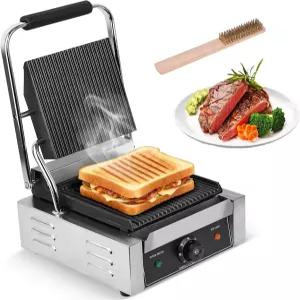1800W 실내용 전기 그릴 및 양면 그리들 50-300°C 온도 조절 가능 크기 9.1x9.스테이크 바비큐 샌드위치