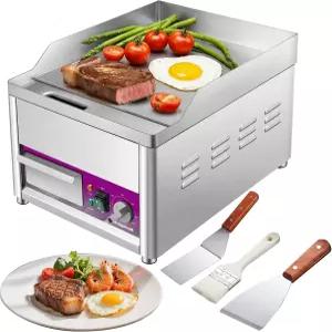 Mvegoiuok 상업용 전기 그리들 14인치 스테인리스 스틸 테이블 상판 1800W 실내용 그릴 평판 무연