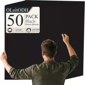 50장 블랙 포스터 보드 22 x 28인치 중량 250 GSM 표지판 학교 프로젝트 비전 프레젠테이션 미술 공예에