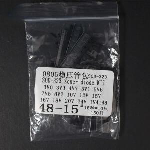 150PCS 1206 0805 SMD 제너 다이오드 키트 SOD-123 3V-24V 1N4148 3.3V 4.7V 5.1V 7.5V 8.2V 10V 모듬 세트