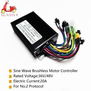 24V/36V/48V 20A 정현파 브러시리스 전동 컨트롤러 350W/500W (UART No.2 프로토콜 S866 TF-100 SW900 계기