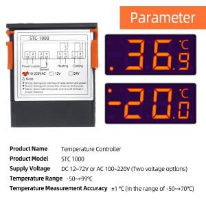 STC-1000 220V 12V 디지털 온도 컨트롤러 조절기 인큐베이터 릴레이 LED 10A 가열 냉각 도구