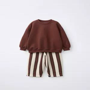 ZARA 스트라이프 스웨트셔츠  조거 팬츠 세트 - 테라코타 5431/595/701 774383