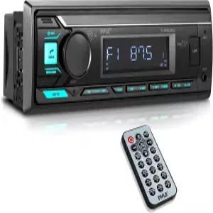 Pyle Marine 블루투스 스테레오 라디오 - 12V 싱글 DIN 스타일 보트용 대시 수신기 시스템 내장 마이크