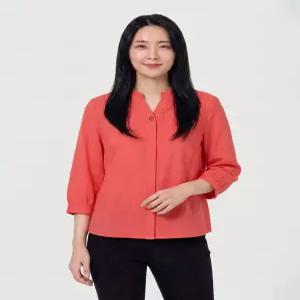 올리비아하슬러버튼 V넥 카라 블라우스_OHCMBL9012725807