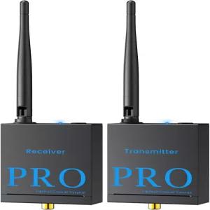 1미이 2.4GHz 무선 오디오 송수신기 1 TX+1 RX HiFi 20ms 저지연 328ft 장거리 키트 파워드