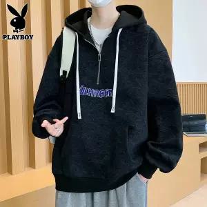 후드 티 가을 스웨트 오버핏 집업 플레이보이 반지퍼 후드티 남자 남성 트렌디한 미국식 태닝 루즈핏 긴팔