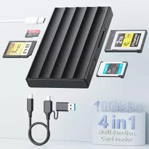 CFexpress A/B 타입 카드 리더기 UHS-II SD 마이크로용 4-in-1 10Gbps USB 3.2 Gen 2 및 microSD를