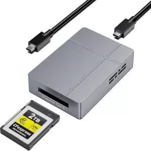 Rocketek USB4 CFexpress Type B 카드 리더기 - 4.0 40Gbps 알루미늄 팬리스 쿨링 분리형 케이블 사진 및