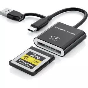 USB 3.2 Gen 2 10Gbps 지원하는 CFexpress Type B 카드 리더기USB-A 2-in-1 타입 어댑터