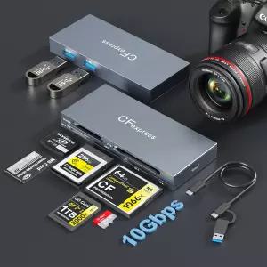 CFexpress Type B 카드 리더기 USB 3.2 Gen 2 10Gbps 메모리 CF SD microSD xD MS 및 2개의 포트를