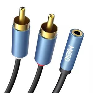 MillSO RCA to 3.5mm 여성 어댑터 2 남성 스테레오 케이블 Sapphire Blue 프리미엄 1/8 오디오 스마트폰