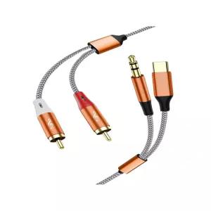 3.5mm to RCA 케이블 2-in-1 오디오 USB C HiFi 시스템용 스피커 MP3 TV 컴퓨터 스마트폰 홈시어터 태블릿
