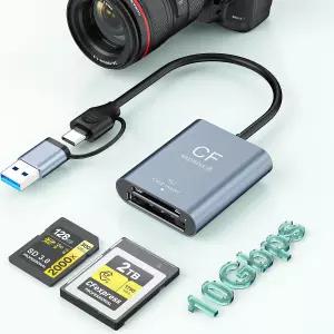 CFexpress Type B 및 SD 카드 리더기 10Gbps USB-C 어댑터 2장 동시 읽기/쓰기 지원