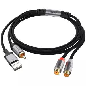 DAC 192KHz S/PDIF 동축 RCA 수컷 to 2 암컷 컨버터 케이블 1.5피트 단방향 디지털-아날로그 잭 어댑터 USB