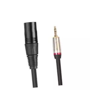 FAVOMOTO 3.5mm to XLR 어댑터 케이블 0.3미터 Tc128km-03 구리 PVC 제작 내마모성 검은색 마감 오디오