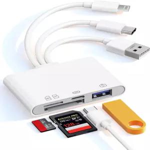 Pad/Mac/PC용 플래시 드라이브 어댑터 SD/TF/USB-A/C를 지원하는 4-in-1 리더기 SD/microSD 포트