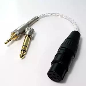 6.35mm+3.5mm 수컷 스테레오 to 4핀 XLR 암컷 밸런스드 오디오 어댑터 하이엔드 실버 도금 케이블