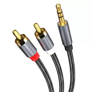 MMOBIEL RCA to 3.5mm AUX 케이블 3.5 2 Male Audio Cable Y Splitter Headphone Jack Adapter 나일론 꼬임