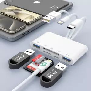 USB-C OTG 어댑터가 포함된 용 5-in-1 SD 카드 리더기 Android Windows PC용 포트 및 충전 기능이 있는 TF