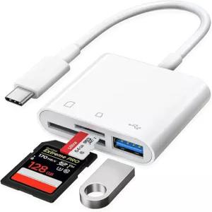 USB C to SD 카드 리더기 MicroSD 3 포트가 있는 Raycue 어댑터 15 16 17 Mac Pro/Air Android 등
