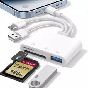 Mac용 SD 카드 리더기 USB-C Lightning 3-in-1 MicroSD/SD 어댑터 디지털 카메라 트레일 고속 플러그 앤