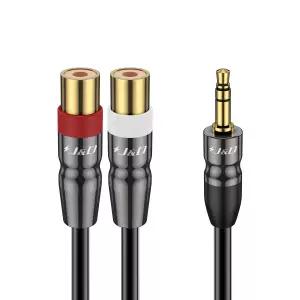 J D 3.5mm to Dual RCA 오디오 케이블 헤비 듀티 수컷 2 암컷 금도금 구리 쉘 스테레오 어댑터 15피트