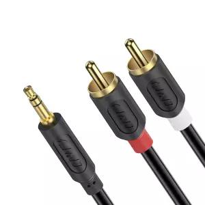 J D RCA to 3.5mm 케이블 금도금 Audiowave 시리즈 수컷 2 스테레오 오디오 어댑터 1/8 Aux Y 스플리터