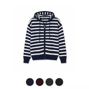 [모로엠] 남성 빈티지 펀칭 스트라이프 후드 니트집업 RM-JUA-VINTAGE