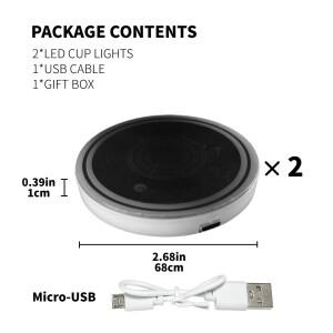 자동차에 대 한 2PCS LED 컵 홀더 조명, 충전식 7 색 변경 라이트 업 삽입 받침, 청소년을위한 액세서리