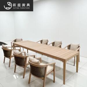 야외 마당 티크 테이블과 의자 정원 테라스 라탄 빌라 호텔 방수 식탁 원목