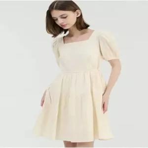 르샵 블랑 벨트 스퀘어넥 퍼프 원피스-L2F35WOP800
