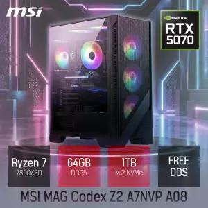 ⓒ MSI MAG Codex Z2 A7NVP A08 R7-7800X3D RTX 5070 게이밍 64GB 1TB / 고성능 편집용 브랜드 PC
