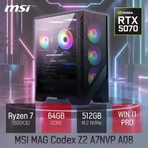 ⓒ MSI MAG Codex Z2 A7NVP A08 R7-7800X3D RTX 5070 게이밍 64GB 512GB WIN11 / 고성능 편집용 브랜드 PC