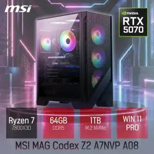 ⓒ MSI MAG Codex Z2 A7NVP A08 R7-7800X3D RTX 5070 게이밍 64GB 1TB WIN11 / 고성능 편집용 브랜드 PC